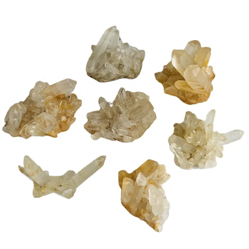 Wholesale natural yellow crystal cluster collection healing small yellow quartz clusters for decoration