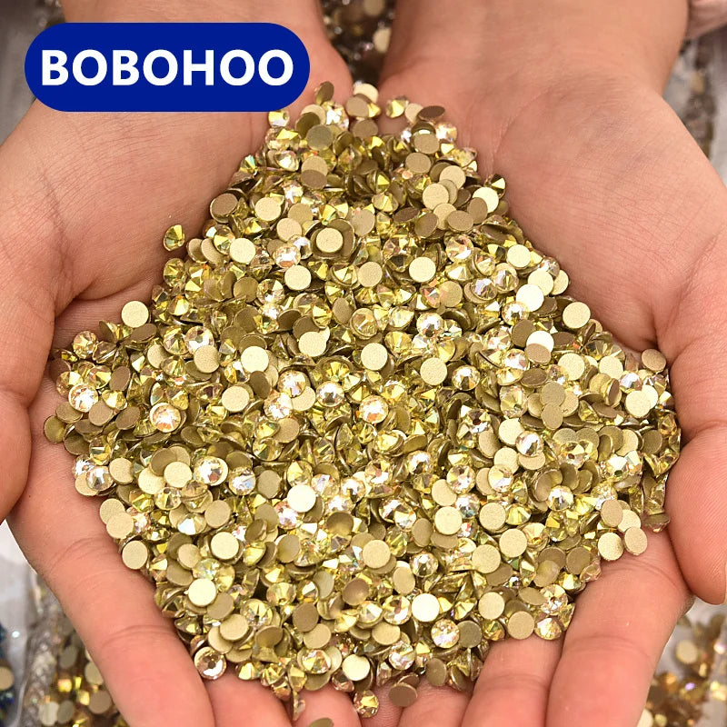 BOBOHOO 8+8 AB Plating Xirius Strass Crystal Loose Decoration Non Hot Fix Rhinestones Glass Beads Rhinestones for Garments