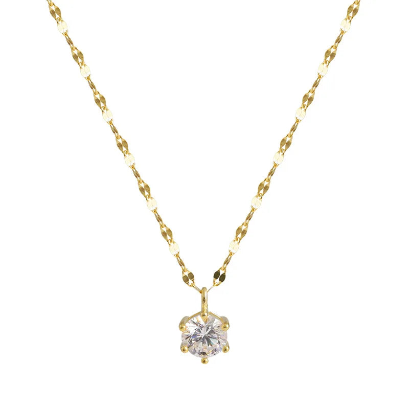 Minimalist Factory Price 18k Gold Classic Choker Jewelry Accessories Stainless Steel Cubic Zircon Pendant Necklace  for Women