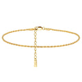 RINNTIN SA34 14K Gold Plated Solid 925 Sterling Silver 1.5mm Diamond-Cut Rope Chain Anklet for Women
