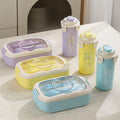 Hot Sales Reusable Eco-friendly Bento Lunch Box Set Single Compartment Food Container for Students Water Bottle Included