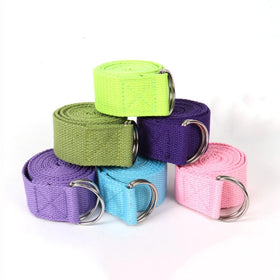 Adjustable D-Ring Pure Cotton Yoga Fitness Stretch Exercise Strap Belt with Custom logo