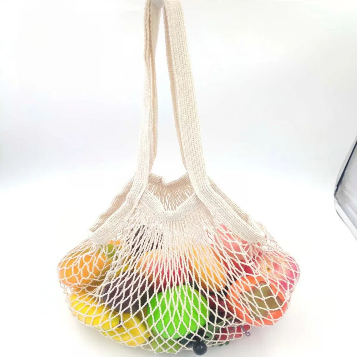 Reusable organic cotton mesh produce bag with drawstring for grocery shopping fruit vegetable washable cotton mesh laundry bag