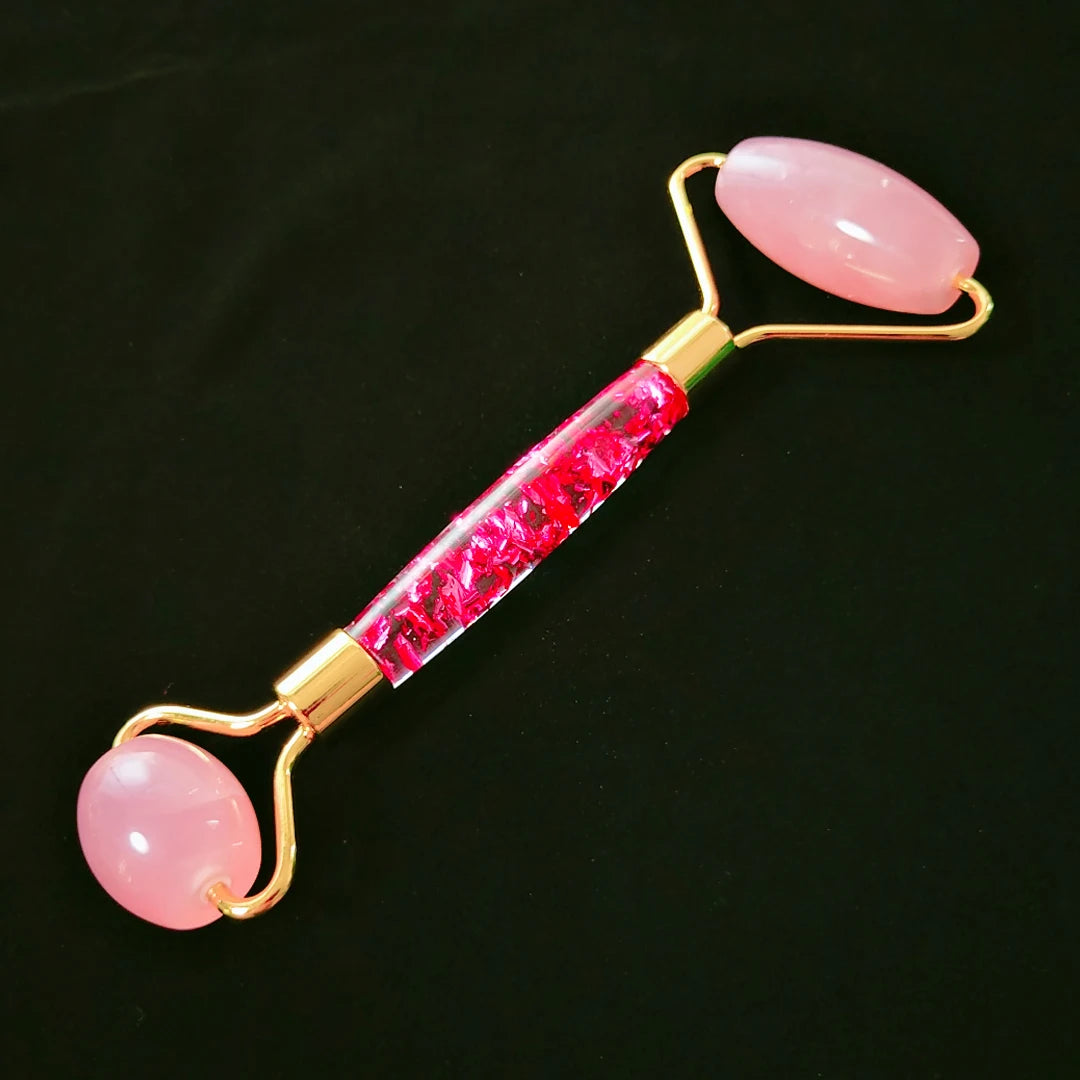 Huiying Anti wrinkle healthy body head foot nature beauty tool face care hot portable rose quartz roller flower handle
