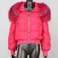 2024 New Winter Women Jacket Short Big Fur Collar Duck Down Jacket Casual Loose Lightweight Warm Fur Down Jacket for Women I