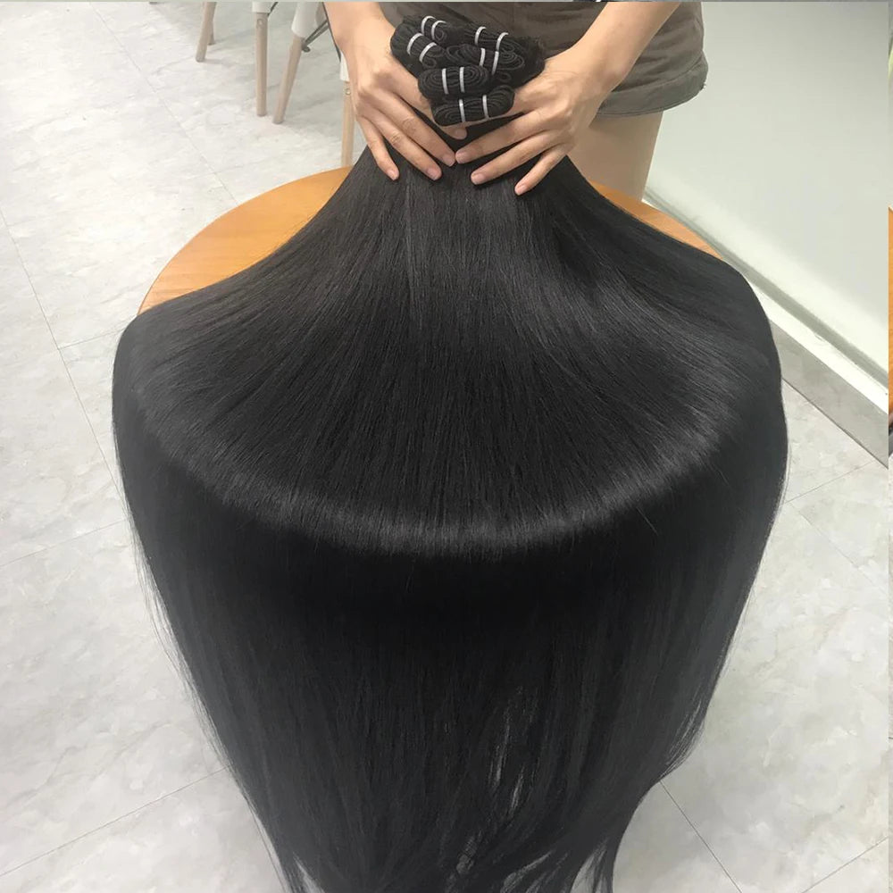 Double Drawn Remy Raw Cambodian Hair Bundles Virgin Cuticle Aligned No Split Ends Machine Double Weft Wholesale