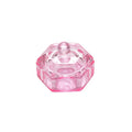 1pcs Hexagonal Crystal Glass Liquid Power Nail Cup Dappen Dish Clear Pink Lid Bowl Cup Container Holder Nail Art Tools Equipment