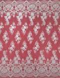 White Chantilly Lace Fabric with Cord and Beads