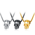 Gold Stainless Steel Skull Pendant Necklace for Men Punk Rock Biker Jewelry with Bold Gothic Design
