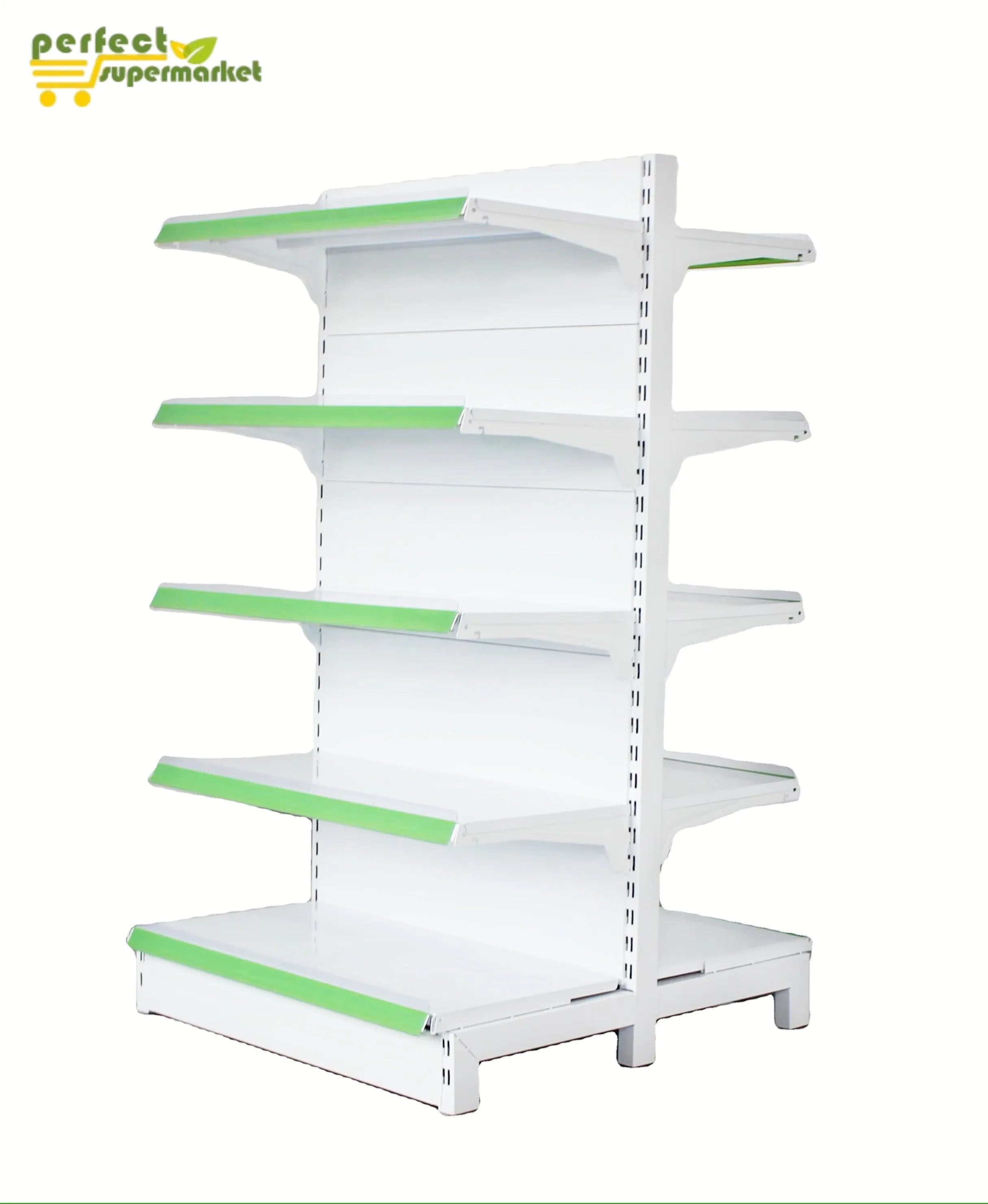 Customized Metallic Double-Sided Epoxy Powder Coated Freestanding Supermarket Gondola Display Shelf for Retail Stores Adjustable