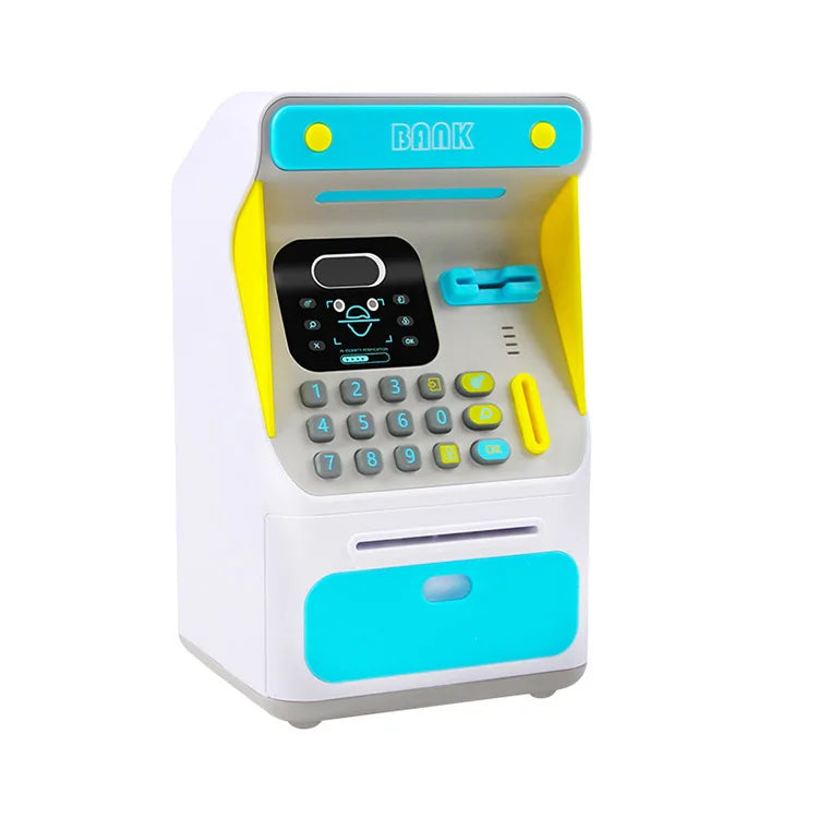 Electronic Piggy Bank Simulated Face Recognition ATM Machine Cash Box Toy Small ATM Automatic Roll Money Save Piggy Bank