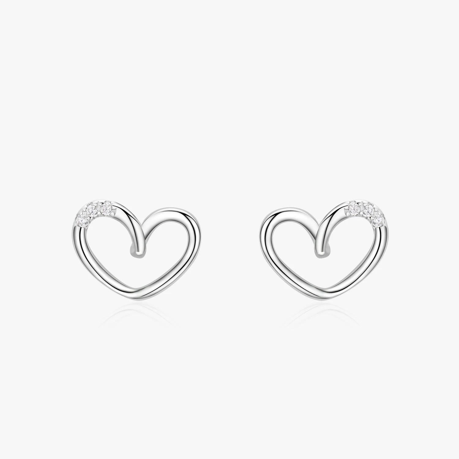 Ailmay Genuine 925 Sterling Silver Simple Romantic Heart Design Stud Earrings for Women Wedding Statement Fine Silver Jewelry
