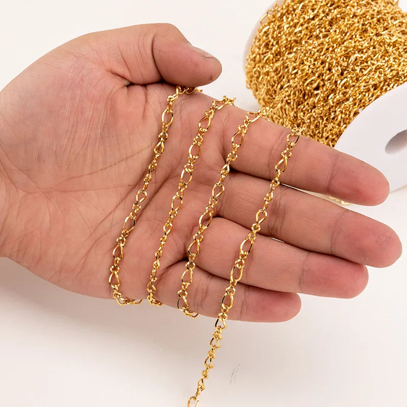 Stainless Steel Slender Link Chains for Necklace Bracelet Making Fashion Punk Copper Gold Plated Fine Chain