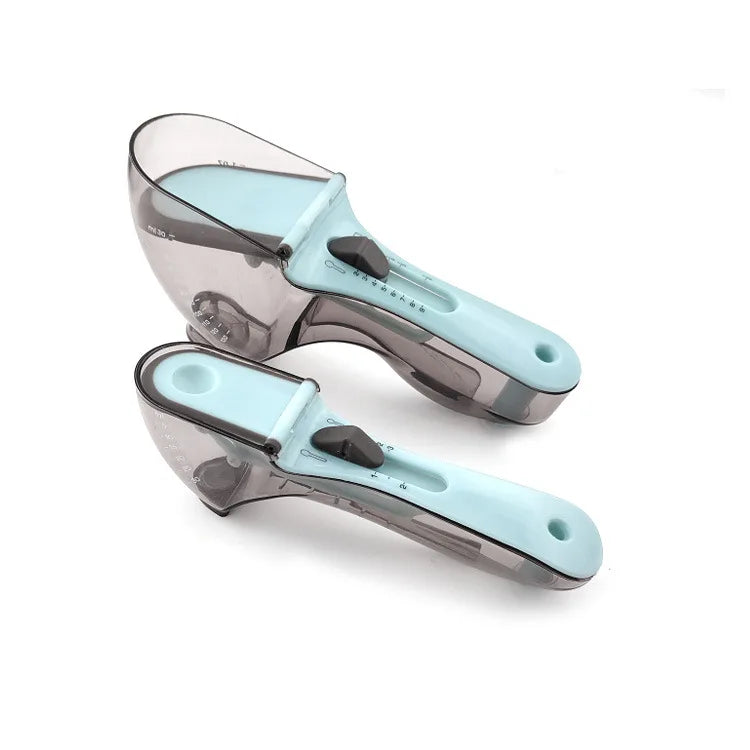 Plastic 2-Piece Measuring Spoon Set with Adjustable Cups and Spoons Eco-Friendly Baking & Pastry Tools for Flour