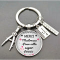 Wholesale Super Teacher Text Keychain Pendant Glass Crystal Pendant Teacher KeyRing Car Key Chain for Teacher's Day Jewelry Gift