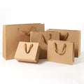 Gift Bags Custom Logo Printed Brown Kraft Cardboard Packaging Kraft Gift Craft Shopping Paper Bag With Handles
