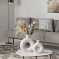 Nordic Ceramic Vase Creative Home Decoration White Ins Round Water Pattern Hollow  Porcelain Vase
