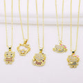 HD0053 Cat Pendant Pink Enamel Animal Star Featuring 18K Gold Plating and Zircon Full of Youthful Charm and Cuteness
