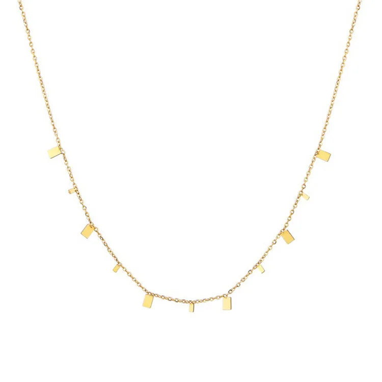 Exquisite Choker Chain Geometric Round square Drop-shaped Temperament Small Necklace Stainless Steel Necklace 18K Gold Plated