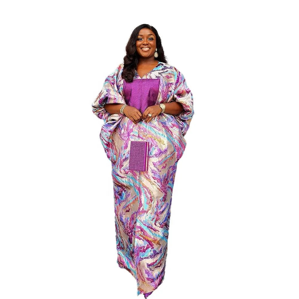 2025 Luxury Elegant African Clothing for Women Expensive Jacquard Fabric Boubou Dress from New Africa