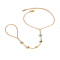 J&D 18k Gold Stainless Steel Zircon Minimalist 1.5mm Chain Finger Bracelet 16+5cm