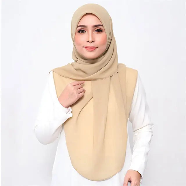 2024 Wholesale 15 Colors Islam Malaysia Muslim Chiffon Hijab Scarf Plain Solid Color Instant Chiffon Hijab