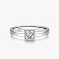 Ailmay Dazzling Clear Zircon Real 925 Sterling Silver Square Finger Ring for Women Minimalist Fine Jewelry New Style