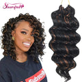 Sharopul Black Mix Brown Loose Deep Crochet Curl Hair Extensions Ocean Wave Synthetic Braiding Hair for Women