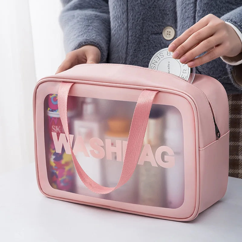 YUE  Hot Sale Hot PU Scrub Waterproof Cosmetic Bag Portable Bath Storage Wholesale Makeup Bag Cosmetic Wash Bag