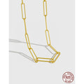 Dreamshow Summer Jewelry Luxury S925 Sterling Silver Paper Clip Chain Necklace 18K Gold Plated Chain Necklace Women