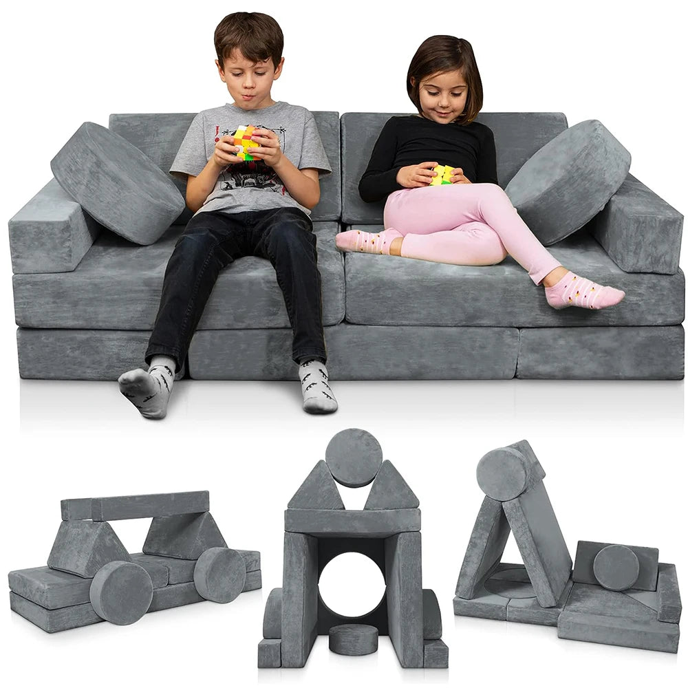 Modern Eco-Friendly Kids' Sofa with 3-Layer Foam Foldable Design Safe Outdoor Cover for Bedroom Living Room Playroom