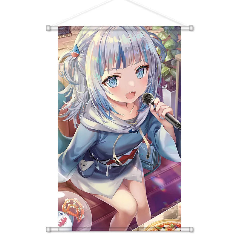 60*40CM Fabric Wall Hanging Scroll Art Canvas Painting Anime Hololive Poster