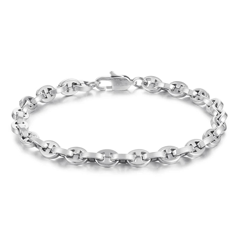 Kalen Vintage Stainless Steel Rectangular/Oval Links 660mm Necklace&210mm Bracelet Jewelry Set