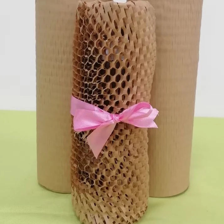 Qpack Brown Kraft Paper Honeycomb Cushion Roll Recyclable Eco-friendly Shock-resistant Protective Film for Packing P001