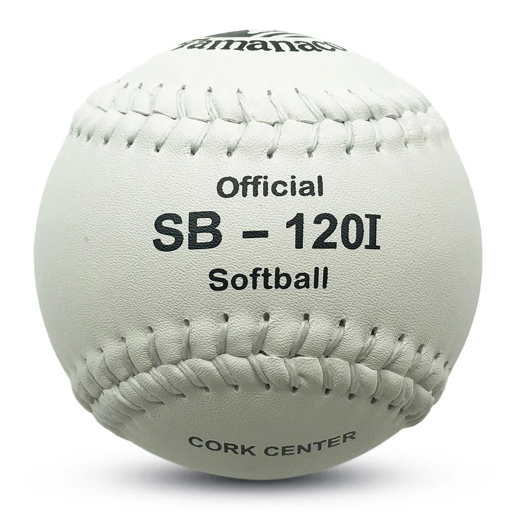 Balls 12 Inch White Split Leather Tamanaco SB-120I Hard PK Grade Hight Compression Cork Core Softball Ball