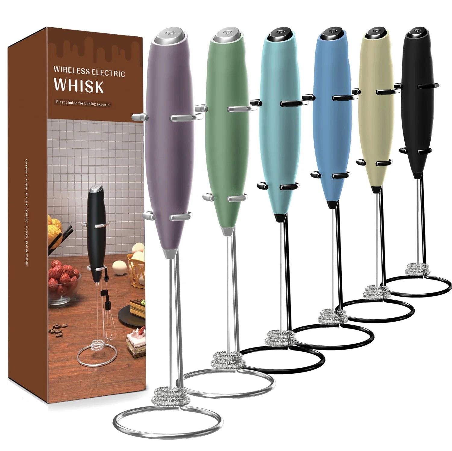 Latte Foam Handheld Cordless Electric Milk Frother Professional Coffee Mixer Blender with Aluminum Alloy for Coffee Maker