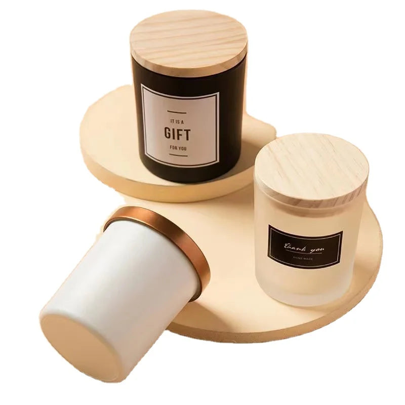 7oz 10oz 15oz Glass Candle Container Custom Amber Black Empty Candle Holders Lanterns and Candle Jars with Lids