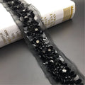Exquisite Mesh Fabric With Beads and Sequins Lace Trimming for Evening DressFlower Design Beaded Handmade Lace