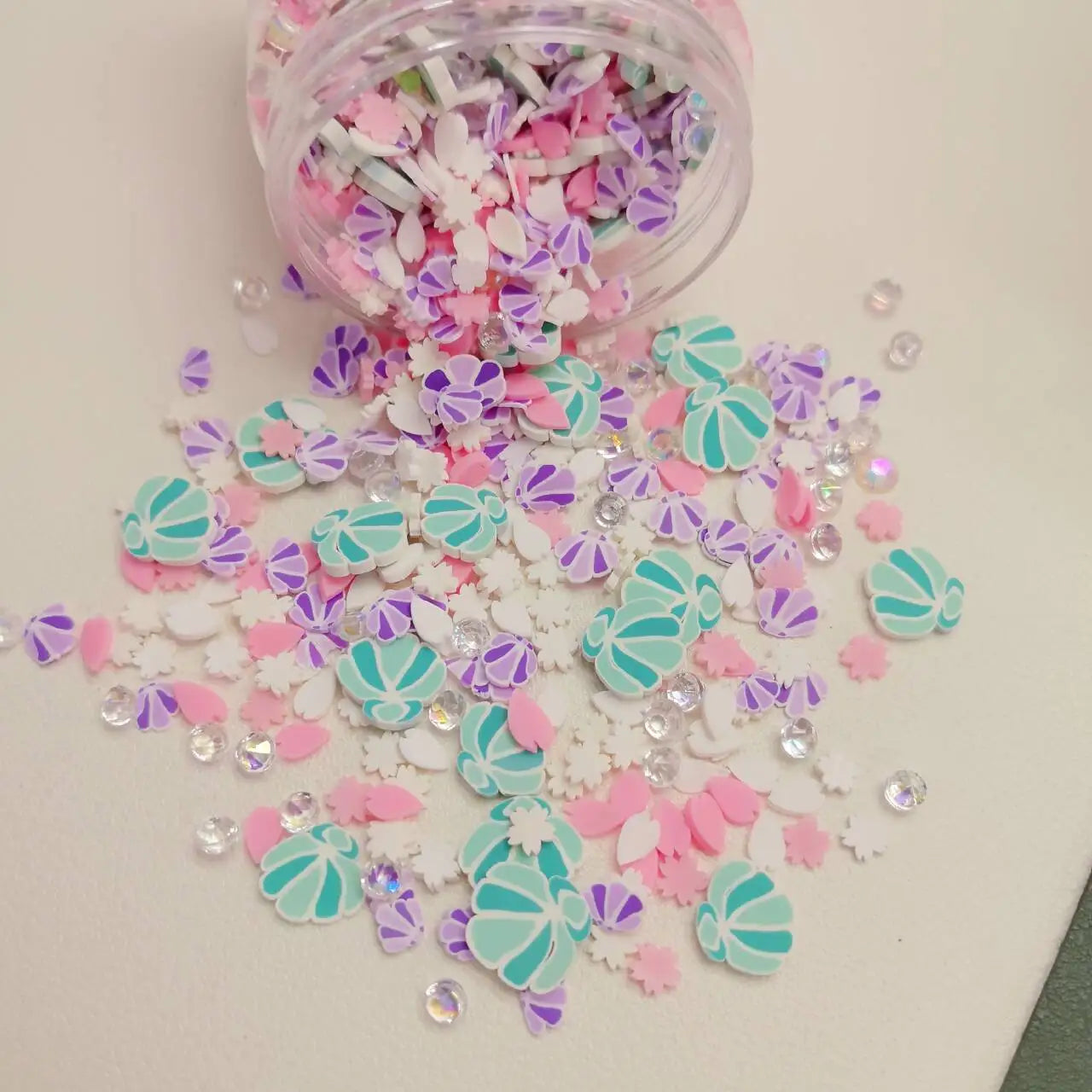 Cute Hot Romantic Theme Shell Clay Slices Diamond Mixed Sprinkles Supplies Slime Crafts Filling