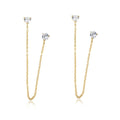 New Arrival Special Design 14k Gold Plated 925 Sterling Silver Zirconia Chain Earrings