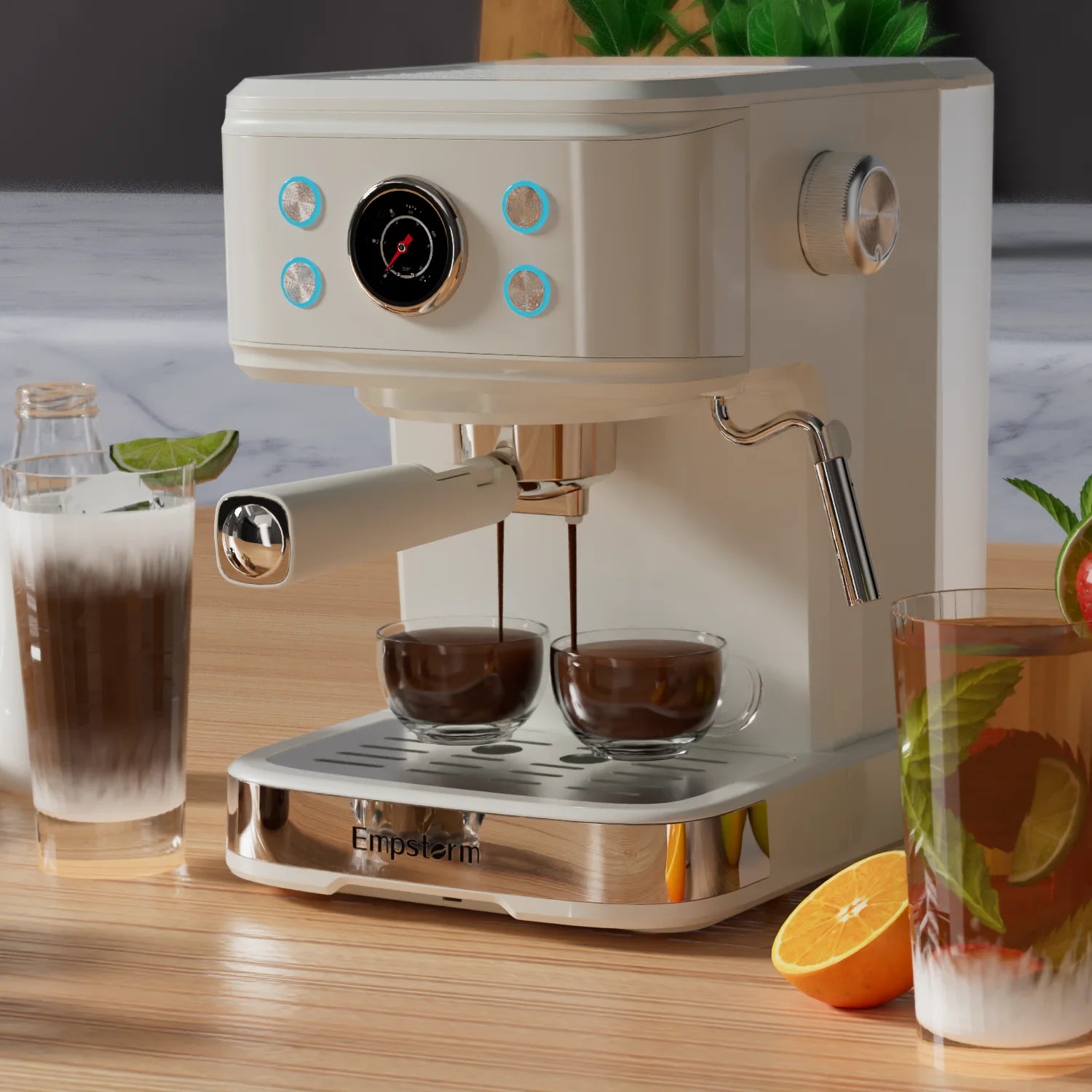 For 2024 Commercial Professional Electric Espresso Coffee Machine 20 Bars Pressure Stainless Steel Construction for Home