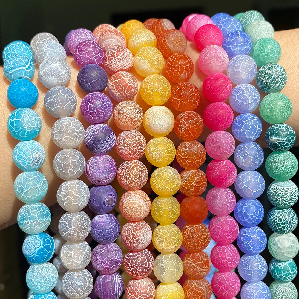 Natural Colorful Weathered Agate Scrub Scatter Beads Frost Cracked Stone Beads Customizable Colors DIY Jewelry Making Bracelet
