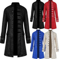 Classic Medieval Men Costume Jacquard Stand Collar Larp Cosplay Jacket Coat Victorian Renaissance Style Clothing S-4XL