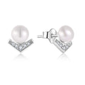 QX CUSTOM OEM Fine Jewelry Pearl Luxury 925 Sterling Silver Zircon Gemstone Arrow Stud Earrings for Women