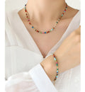 Bohoo Simple Summer Beach Stainless Steel 18k Gold Beads Jewelry Colorful Glass Beach Bracelets and Necklaces for Women