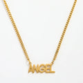 Joolim Jewelry Rope Chain Angel Letter Pendant Necklace Trendy Jewelry New Stainless Steel Necklaces 18K Gold Plated Women's