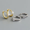 Exquisite Geometric CZ Diamond Round 18k Gold 925 Sterling Silver Simple Huggie Hoop Earrings for Women