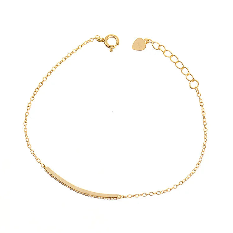 Wholesale 925 Sterling Silver Rhodium & Gold Plated Cubic Zirconia CZ Charm Bracelet for Women-Gift & Party Occasion