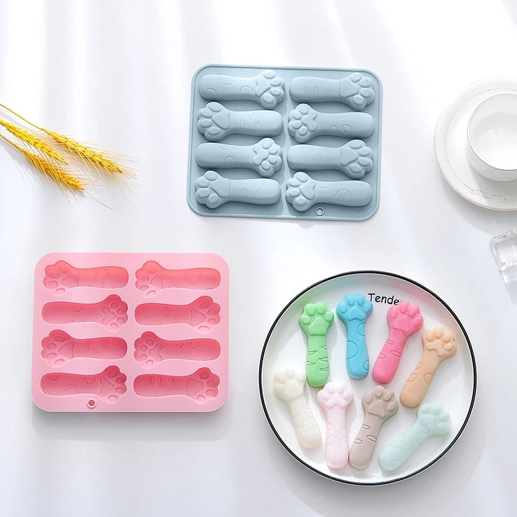BPA Free DIY  Cute 8 Holes  3 Types Silicone Cat Paw Chocolate  Molds Biscuit Moulds Ice Cube Tray for Candy Baking Cake Tools