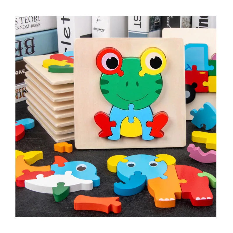 Custom 3D Animal Puzzle Jigsaw Children's Wooden Craft Box and Wall Sign